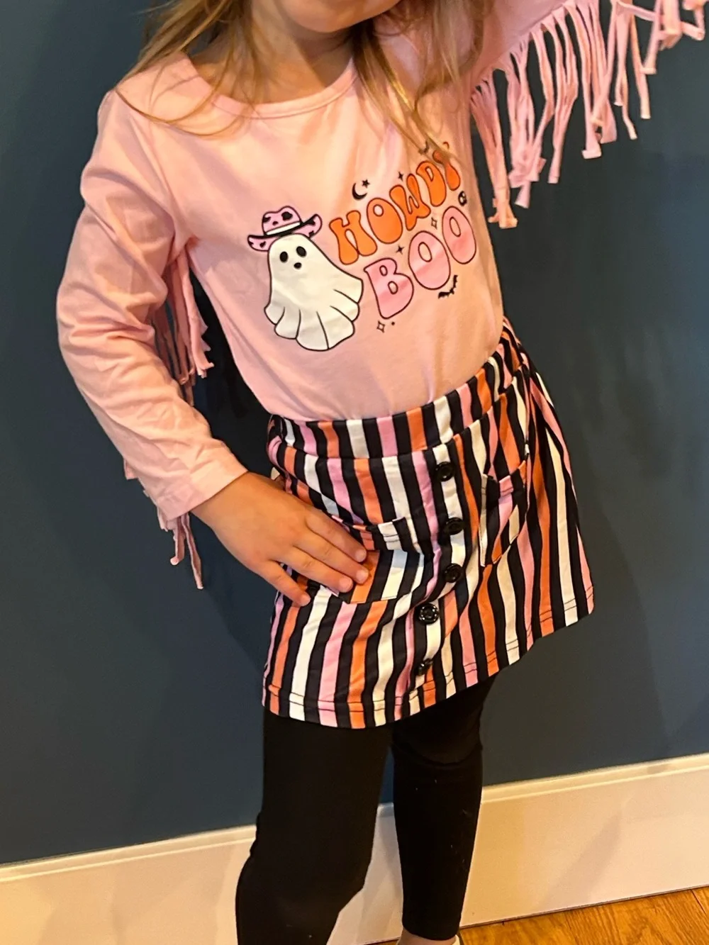 Girls Halloween skirt and top set